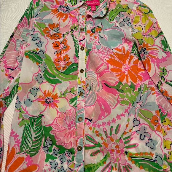 Lilly Pulitzer x Target Womens Nosey Posey Pink Floral Button Down Shirt - Picture 3 of 5